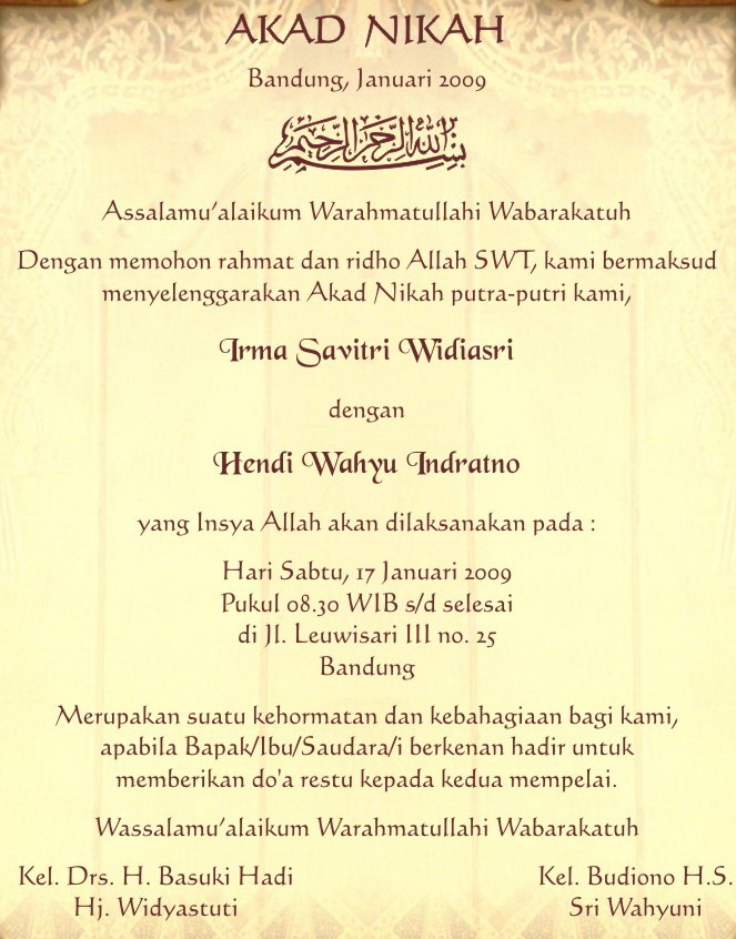 Contoh Invitation For Wedding - James Horner Unofficial